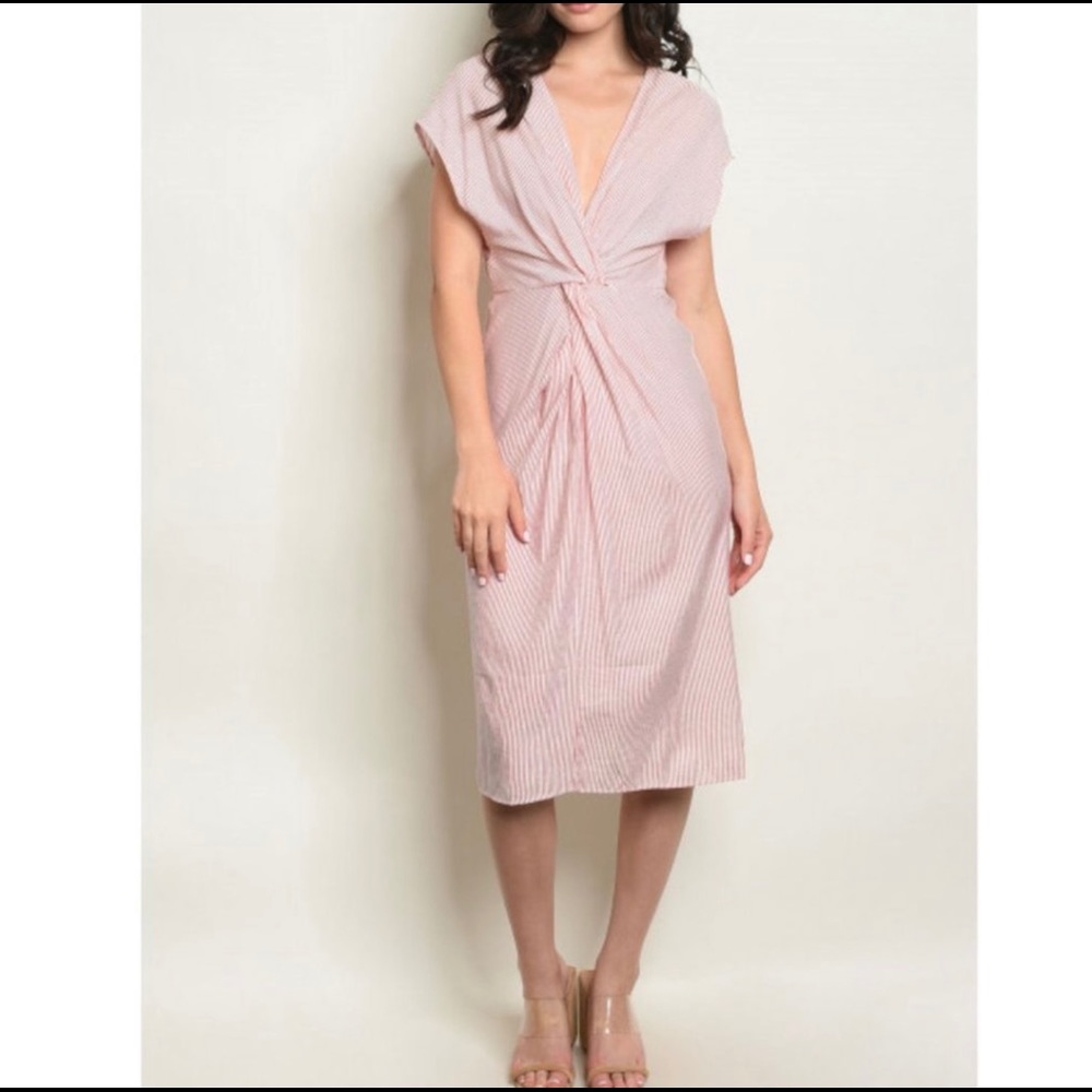 🌟PRICE FIRM🌟Red Stripe Twist Knot Dress